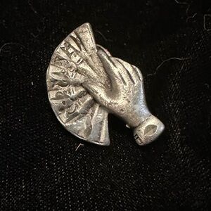 Vintage Hand with Fan Metal Lapel Pin Brooch